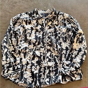 Jones New York Signature floral button-down blouse (size XL) —